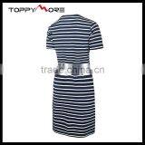 T092-1669N 95% Cotton 5% Elastane t Shirt Short Sleeve Long T Shirt Dress With Stripe Print thumbnail-2