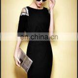 Sexy Lady High Quality Knitted Shift Dress With Sliver Belt and Short Sleeves thumbnail-1