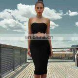 Women's Sexy Strapless Two Pieces Bodycon Midi Bandage Dresses Christmas Eve Dresses thumbnail-1
