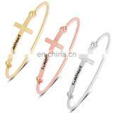 China Factory Cheap Wholesale Gold Cross Engraved Any Words Bangles Latest Designs