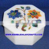 Octagonal Marble Inlay Jewellery Boxes
