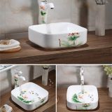 WC Sanitary ware colorful ceramic bathroom hand painted sqaure basin