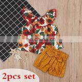 2019 Toddler Girls Summer Clothing Set Floral Rose Vest + Kids Shorts Kids Clothes Girls Shirt Pants Suit thumbnail-2