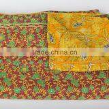 Indian Old Heavy Vintage Kantha Quilts Bedspread Throw Blanket Ethnic Reversible Bed Cover