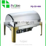 Luxury Best Selling Roll Top Gold-plated Stainless Steel Buffet Chafing Dish for Hotel