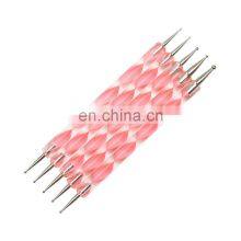 5Pcs/Set Pink Double-Ended Design Set Spiral Marble Pattern Point Dotting Pen Drawing Double Sided Nail Care Manicure Tool File thumbnail-2