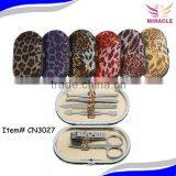 6pcs Stainless Steel Bright Leopard Manicure Case Manicure Sets Wholesale