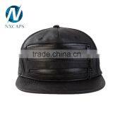 Guangzhou Factory Import Hat Wholesale Custom Leather Fashion Snapback Hat With Metal Zipper thumbnail-1