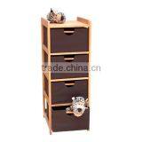 Storage Shelf With 4 Foldable Beige Fabric Baskets thumbnail-1