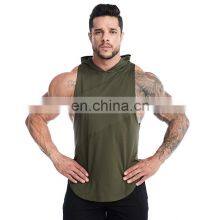 High Quality Men's Quick Dry Workout Sleeveless Hoodie Shirts Gym Fitness Bodybuilding Outdoor Sports Muscle Hooded Tank Tops thumbnail-4
