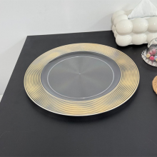 Golden Round Edge Clear Plastic Table Charger Plates Wedding Wholesale Festival Supplies Dinner Plate thumbnail-3