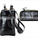 Black Cosmetic Leather Travel Tote Bag With Fur Bag thumbnail-5