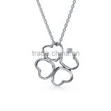 China factory supply customized four hearts clover pendant necklace silver plated link chain necklace for women