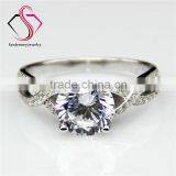 Round Brilliant Cut Forever Classic Moissanite 2CT 8.0mm Center 14k 18k White Yellow Gold Diamond Engagement Ring thumbnail-1