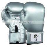 Top Quality Real Leather Silver Color Boxing Gloves With Best Rates thumbnail-1