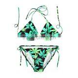 Green Leaf Sexy Women Digital Print Bikini Set thumbnail-2