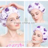 Image style transparent double layer peva and microfiber shower cap