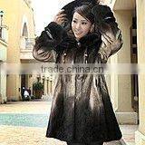 Dyed Fur Coat With Two Different Colors and a Hat