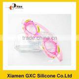 children silicone pink swimming goggles with UV shield Anti-fog