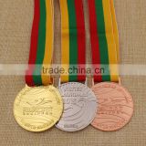 Customized gold silver bronze medal with lanyard