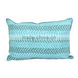 Chevron Deep Sea Hand Block Printed Pillow Cover SKU 7616 thumbnail-1