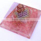 Wholesale Reiki Orgone Flower Of Life Symbol Rose Quartz Stone Pyramid