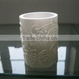 white embossed electric wax led pillar candle