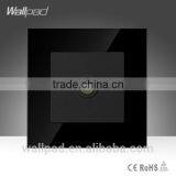 2015 China New Products Wallpad Luxury Black Crystal Glass TV Television Outlet Wall Light Electric Switch Socket
