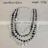 European And American Vintage Crystal Pearl Multilayer Exaggerated Alloy Chain Necklace thumbnail-4