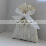White Creamy Linen Small Bags, Rustic Wedding Favor Bags, French Linen Gift Bags thumbnail-3