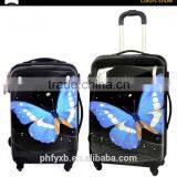 China 2015 With Two Size 20'' 24''Factory Fashion for Girls Butterfly Printing ABS&PC Carry on Trolley Luggage Set for Travel thumbnail-2