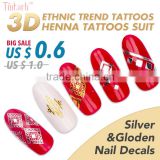 custom new fashion National totem 3d nail art sticker decals metallic tattoo sticker set