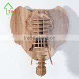 Wooden Manmoth Head Wall Art 3D Animal Home Restaurant Decoration Wall Hanging thumbnail-1