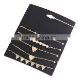 Exquisite Alloy Gold Plated Crystal Beads Tiny Metal Beads Five Chain Triangular Geometry Rhinestone Bracelets Sets For Students thumbnail-4