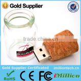 Wholeale Promotional Gifts 2gb/4gb/8gb/16gb Usb 2.0 Drift Bottle Wood Glass Souvenir Usb Flash Stick thumbnail-3