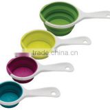 4pc colourful silicone measuring cup with PP handle