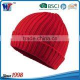 High quality promotional custom winter warm beanie red color knitted hat