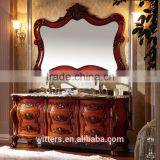 WTS-8188 70 Inch Luxury Bathroom Furniture Golden Decoration Double Sinks Wood Bathroom Vanity Cabinets With Three Holes