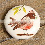 Bird Pattern Round Shape White Ceramic Fridge Magnet thumbnail-5