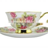 200ML Product Flower Pattern Coffee Mug with Saucer Set
