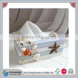 Nautical Decor Seaside Associated Wedding Use Wooden Paper Box Tissure Cover Holder Box thumbnail-4