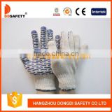 Natural Polycotton String Knit Blue PVC Water Wave Coating Gloves
