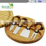Eco-friendly Natural Bamboo Cheese Board Set 4 Cheese Knives With Cutting Board Set Bamboo & Wood Items Bamboo Kitchenwares Wood thumbnail-2