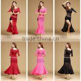 Three Quarter Sleeve Lace Dancing Dress With Side Slit