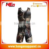 Hongen apparel 2017 Full Sublimation High Quality Compression Wrestling Wear wrestling suits
