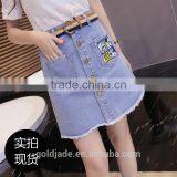 Latest Skirt Design Print For Women Fancy Short Denim Jeans Skirt thumbnail-4