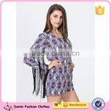 2015 New Summer Long Sleeve Floral Print Ladies Playsuit With Tassel thumbnail-1