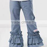2016 Newest Girls Trousers With Chambray Girls Ruffle Pants Children Clothing PT90420-49 thumbnail-1