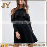 OEM Service Girl Cold Shoulder Long Sleeve Sweet Dress With Ruffle in Black JYA026 thumbnail-5