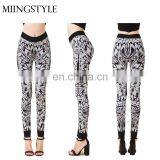 bodycon floral print elastic leggings hot sale lady low waist bandage pants for women